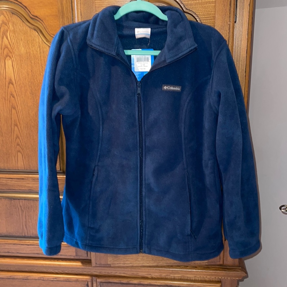 Columbia Navy Full-Zip Teddy Fleece Jacket